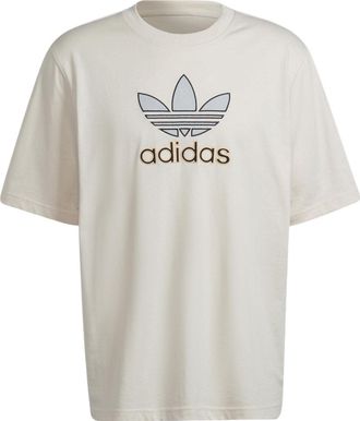 adidas Mens adidas originals Logo Printing Loose Casual Round Neck Short Sleeve Light Brown T-Shirt HE5646