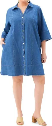 Karen Kane Flare Sleeve Shirtdress -Plus In Chambray