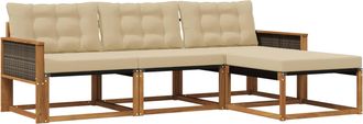 vidaXL Conjunto De Sof&aacute;s De Exterior 4 Uds. Natural Y Beige Vidaxl