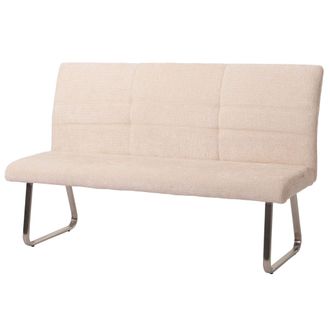 Hhg [nunca Usado] Banco Hhg-101, Banco De Comedor, Acero Inoxidable Cepillado Tejido/textil Chenilla Oeko-tex, 160cm, Crema