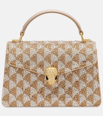 Bulgari Serpenti Forever Mini embellished suede tote bag