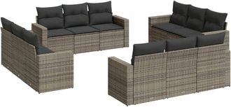 vidaXL Set De Sof&aacute;s De Jard&iacute;n 12 Pzas Con Cojines Rat&aacute;n Sint&eacute;tico Gris Vidaxl
