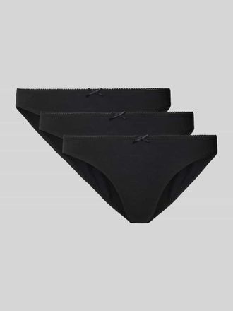 Jake*s Casual Slip mit Schleifen-Applikation im 3er-Pack in Black, Gr&ouml;&szlig;e XL