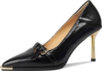 TinaCus Womens Metal Pointed Toe Handmade Stiletto High Heels Genuine Leather Morden Pumps Shoes, Black, 3 UK