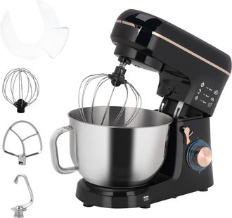 HOMCOM Electric Stand Mixer - 5L Food Mixer With Dough Hook - Whisk - Black | TJ Hughes