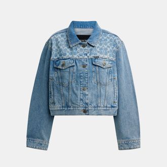 Coach Womens Denim Cropped Jacket - Dark Blue - Size X-Small