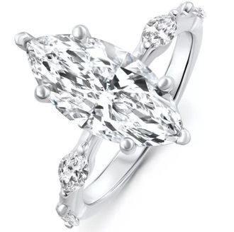Pompeii3 Certified 3.40Ct Marquise Diamond Engagement Ring 14k White Gold Lab Grown