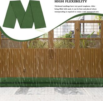 Infinite Sacos De Arena De Lona Para Protecci&oacute;n Contra Inundaciones, 19 X 150 Cm, 4 Unidades, Color Verde, Largos, Con Banda El&aacute;stica Para Puertas, Ventanas Y 
