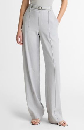 Vince High Waist Pull-On Stretch Linen Blend Pants in Bay Mist at Nordstrom, Size Xx-Small