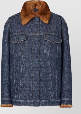Fendi denim jacket with faux fur collar