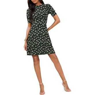 Lipsy Floral Print Minidress in Black at Nordstrom, Size 10 Us