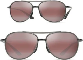 Maui Jim Alelele 60mm PolarizedPlus2 Aviator Sunglasses in Transparent Smoke Grey/bronze at Nordstrom