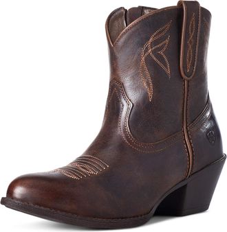Ariat Womens Darlin Western Boots in Sassy Brown Leather, B Medium Width, Size 4.5, by Ariat