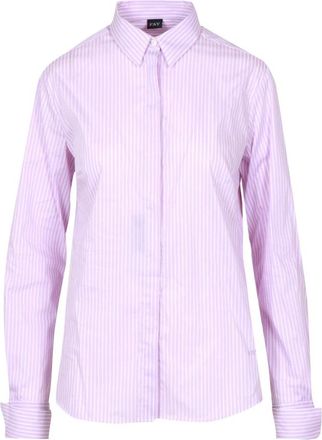 Fay Gestreepte Franse Kraag Shirt - Dames - Overhemden - Roze - M - Katoen - Overhemden