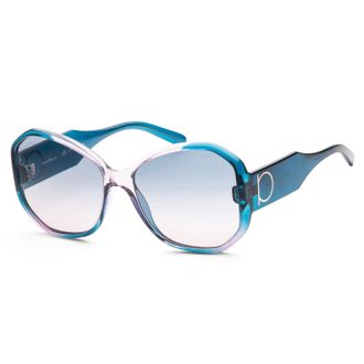 Ferragamo Ferragamo Womens SF942S-6117431 Fashion 61mm Blue Antique Rose Sunglasses