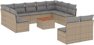 vidaXL Juego De Sof&aacute;s Jard&iacute;n Con Cojines Beige Mezcla 12 Pzas Rat&aacute;n Pe Vidaxl