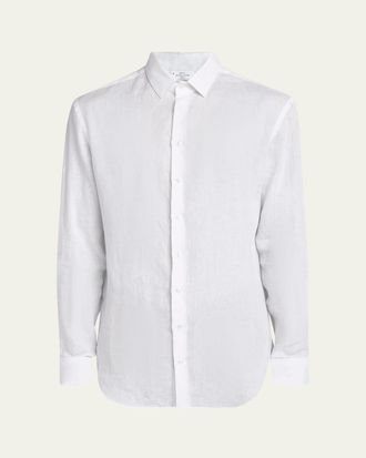 Giorgio Armani Mens Classic Solid Linen Sport Shirt