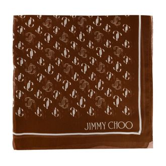 Jimmy Choo London Zijden sjaal - Dames - Accessoires - Bruin - Maat: ONE Size Zijde