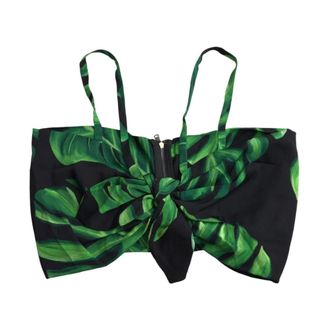 Dolce & Gabbana Tops, Dames, Zwart, M, Top met tropische bladprint