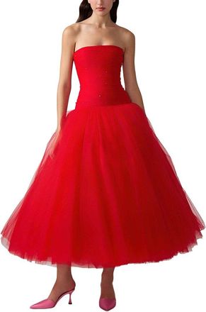 Carolina Herrera Strapless Full Midi Dress