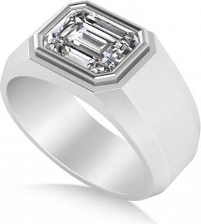 Allurez Lab Grown Diamond Solitaire Mens Engagement Ring 14k White Gold (2.50ct)