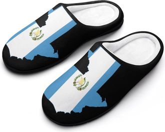 Generic Flag Map of Guatemala Mens House Slippers Memory Foam Washable Cotton Slip on Home Shoes