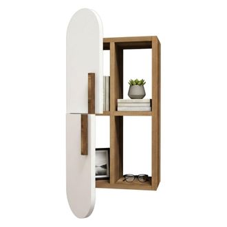 Dmora Estanter&iacute;a Dfirman, Estante, Estante De Pared, Estanter&iacute;as Multiusos, 35x22h60 Cm, Nogal Y Blanco - Dmora