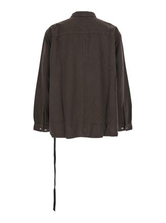 Rick Owens Mens Brown Classic Collar Shirt With Lace Detail Cotton