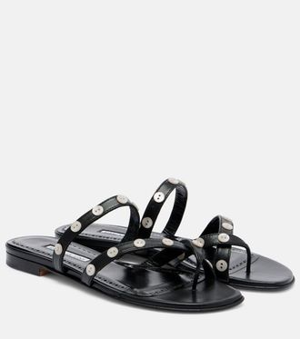 Manolo Blahnik Irafli embellished leather thong sandals