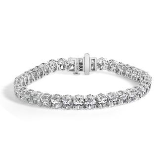 House of Brilliance IGI Certified 14K White Gold 15.0 Cttw Oval Cut Lab Grown Diamond Tennis Bracelet