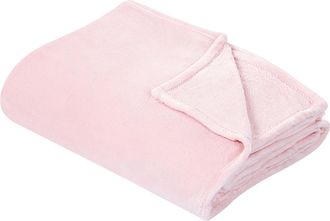 Beliani Manta Rosa 200 X 220 Cm Poli&eacute;ster Colcha Cubrecama Suave Moderno Bayburt