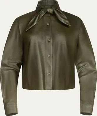 TWP Tie-Neck Leather Shirt