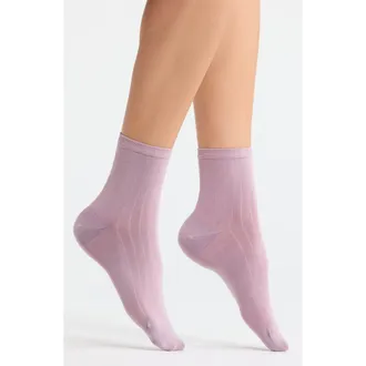 Nordstrom Wide Rib Ankle Socks in Purple Fog at Nordstrom, Size 9-11