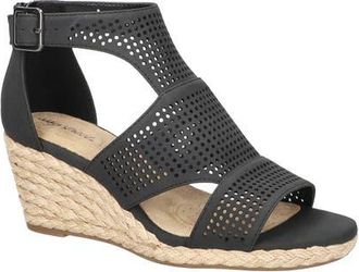 Easy Street Tova Espadrille Platform Wedge Sandal in Black at Nordstrom, Size 9.5