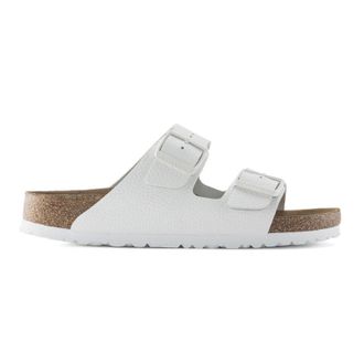 Birkenstock Arizona BS Soft Footbed Natural Leather Unisex Slides Sandals - White - Size:UK 10.5
