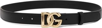 Dolce & Gabbana Calfskin Belt with DG Logo - Dames - Riemen - Zwart - 85 CM - Leer - Accessoires
