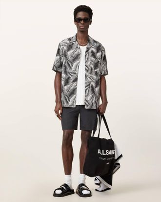 AllSaints Warden Elastic Waist Ramskull Swim Shorts