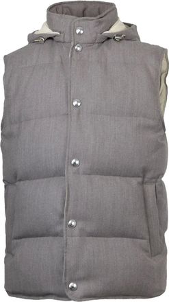 Eleventy Gilet trapuntato con cappuccio - Grigio