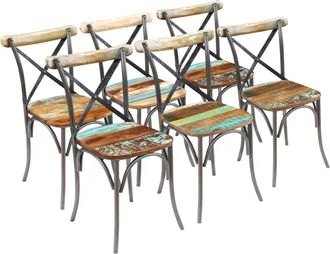 vidaXL Vidaxl - Sillas De Comedor 6 Unidades Madera Maciza Reciclada