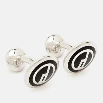 Dunhill Black Inlay Silver Tone Cufflinks