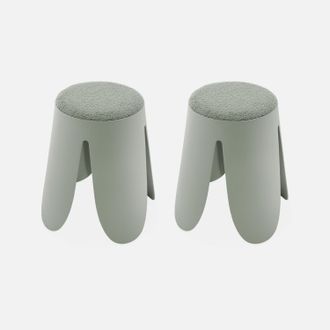Sweeek Taburete Apilable Con Asiento Texturado, Set De 2
