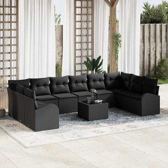 vidaXL Vidaxl - Set Divano Da Giardino Con Cuscino 11 Pcs Nero