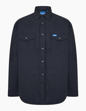 HUGO BOSS Mens Ebad Padded Overshirt with Logo Badge - Black - Size: 42/Regular