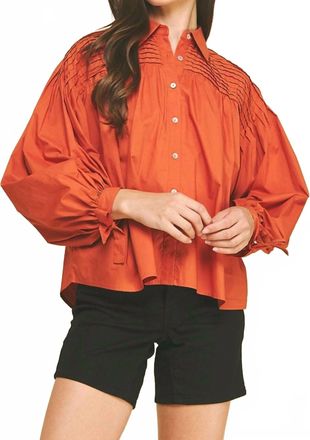Pinch Design Effortlessly Elegant Tucked Detail Blouse In Orange