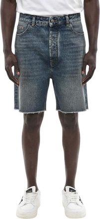 Palm Angels Blue Solid Denim Shorts