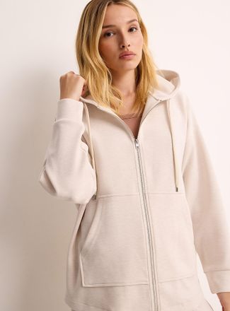Miiyu Womens Peachskin-feel long hoodie