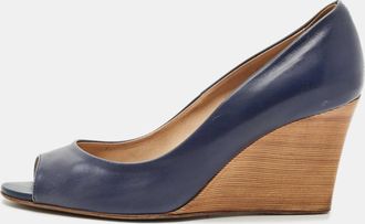 Tod's Tods Blue Leather Wedge Pumps