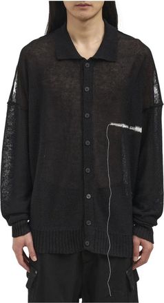 Isabel Benenato Cardigans, male, Black, Size: L Cardigan in Lino