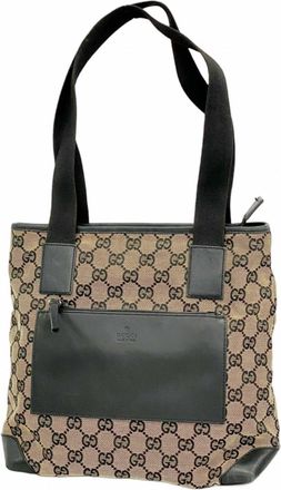 Gucci Beige Brown Canvas Tote Bag (Pre-Owned)