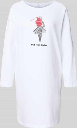 Louis & Louisa Relaxed Fit Nachthemd mit Motiv-Print Modell Mit viel Liebe in Weiss, Gr&ouml;&szlig;e S